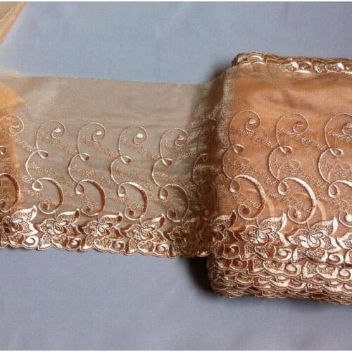 3 Meters 20cm Width Handmade DIY Clothing Accessories Gold Champagne Embroidery Lace Fabric Curtains Sofa Lace Trim
