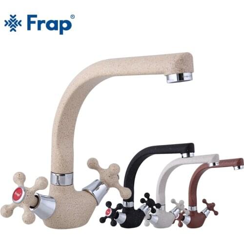 Frap Spray painting Kitchen Faucet Cold and Hot Water Mixer Tap Double Handle 360 Rotation Kitchen Sink mixer Faucet Tap tapware