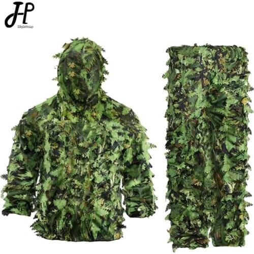 Sticky Flower Bionic Leaves Camouflage Suit Hunting Ghillie Suit Jungle CS Army Training Clothing Hunter Sniper Airsoft Camo Set