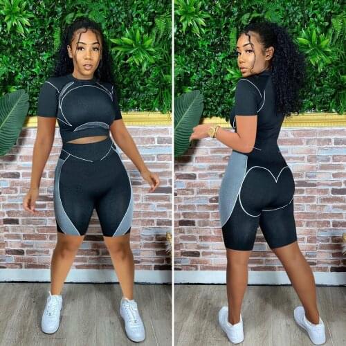 2021 Fashion Womens Positioning Printing Leisure Shorts Suit Tshirt Short Sets For Women Summer Short Tracksuit