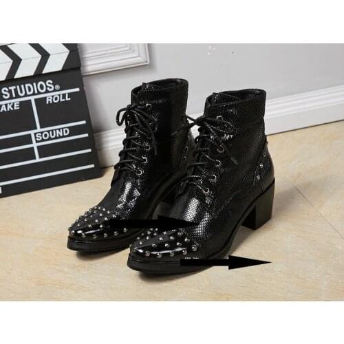 Mens shoes high heels rubber rain boots genuine leather studded rivets black military boots chelsea cowboy boots mens big size