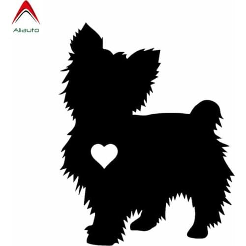 Aliauto Creative Lovely Car Sticker Yorkshire Terrier Heart Silhouette Dog PVC Anti-UV Decal Decoration Black/Silver,10cm*12cm