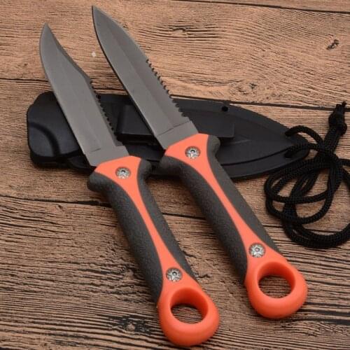 8.2'' Fixed Blade Hunting Knife Gray Titanium Tactical Knife Straight knife Outdoor Survival Knives Camping Pocket Knife +Sheath
