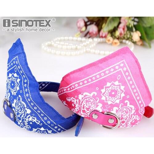 ISINOTEX Printed PU Leather Pet Collars Comfortable Durable Triangle Scarf Dog Collar Leather Adjustable Puppy Collar for Dogs