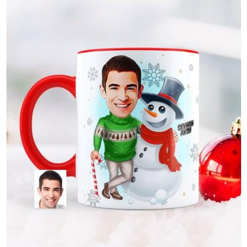 Personalized Christmas Themed Bay Caricature Of Red Mug Cup-5