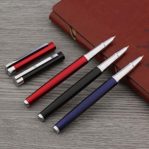 High Quality Hero 007 Fountain Pen Classic Metal Red Blue Silver Finance Nib Stationery Office School Supplies