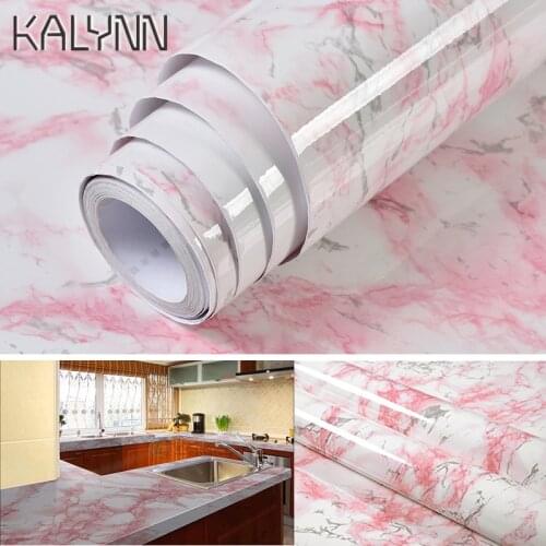 White/Pink Marble Self Adhesive Wallpaper for Panel Table Drawer Shelf Wall Sticker Contact Pape Vinyl Decorate Contact Paper 5m