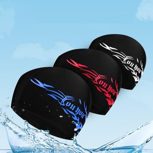 Elastic Waterproof Polyester Spandex Protect Ears Long Hair Sports Swim Pool Hat Swimming Cap Free size for Men & Women Adults