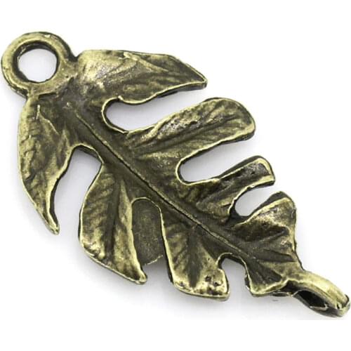 Zinc metal alloy Connectors Findings Leaf Antique Bronze 27mm(1 1/8") x 14mm( 4/8"), 8 PCs