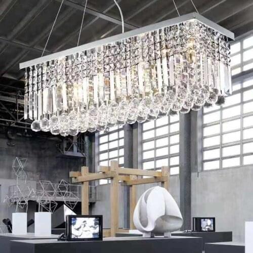 Modern simple restaurant light LED warm romantic bar rectangular dining room light luxury restaurant crystal chandelier