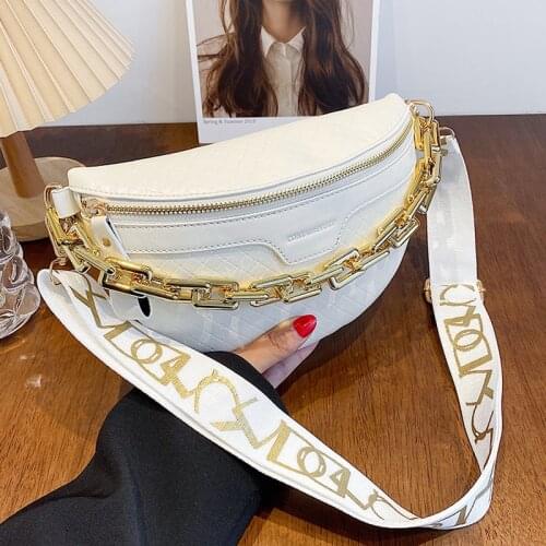 Thick Chain Waist Bags for Women 2021 Small High Quality PU Leather Shoulder Crossbody Bags Female Purses Chest Belt Handbags