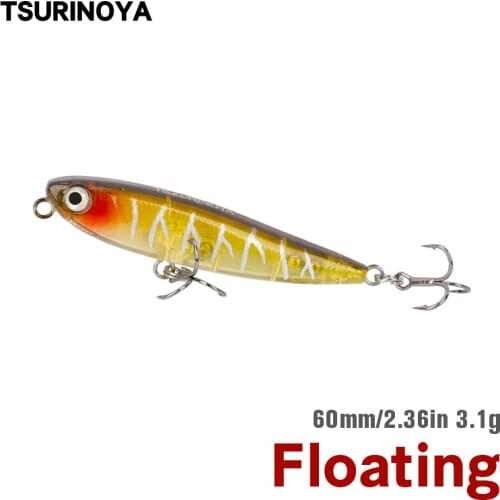 TSURINOYA Floating Pencil Fishing Lure Set 10pcs DW64 60mm 3.1g Top Water Long Casting Hard Bait Wobbler Jarkbait Combination