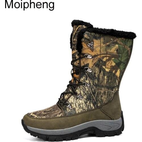 Moipheng Platform Boots Waterproof Nubuck Keep Warm Winter Shoes Women Chunky Camouflage Combat Riding Boots Male Booties Botas