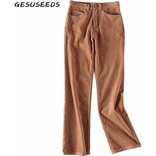 Vintage pants women 2021 high waist pants baggy streetwear women black brown trousers chic cargo pants corduroy korean clothes