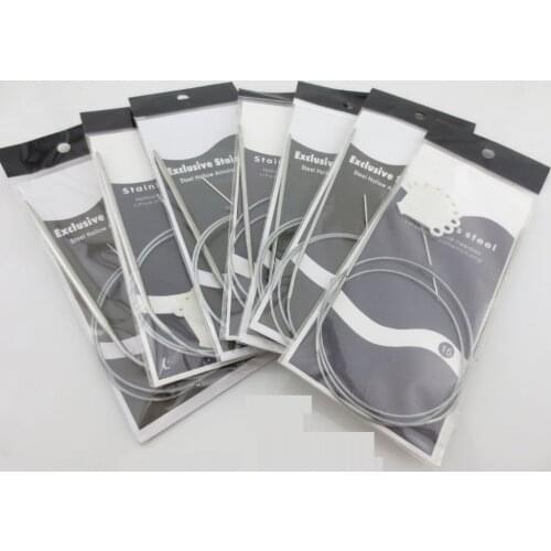 1pc 80Cm Length Stainless Steel Knitting Tools Circular Needle Steel Handle Ring Needlework For Sweater Gloves A141