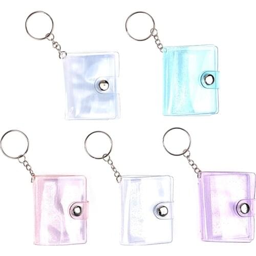 1pcs Mini Photo Album Card Holder Jelly Color Photo Holder Sequins Business Card Bag Transparent Glitter Card Bag