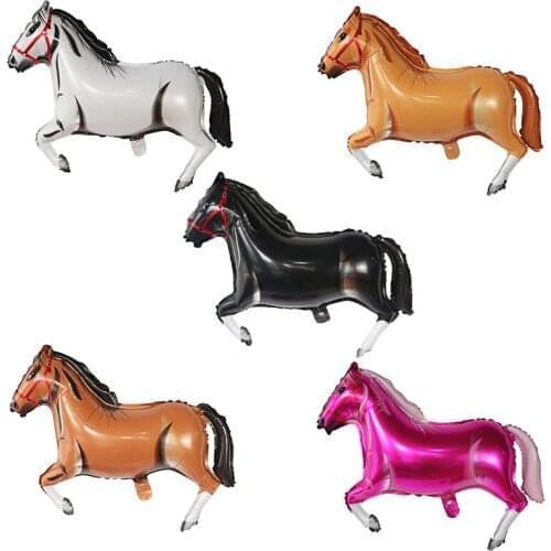 1pc 83x58cm Brown Black White Large Horse Foil Balloons Animal Helium Globos Happy Birthday Party Decorations Kids Classic Toys