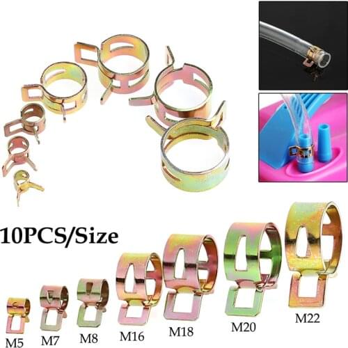 10Pcs 5-22mm Spring Clip Fuel Line Hose Water Pipe Air Tube Clamps Fastener