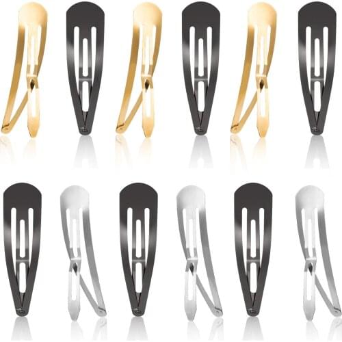 10pcs/set Gold Silver Black Snap Hair Clips Durable Metal BB Clips for Girls Women