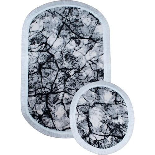 2'li Fringed Bath Mat & Toilet Seat Pad