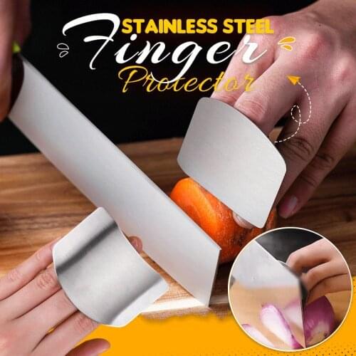 2x Stainless Steel Finger Protector Finger Hand Cut Hand Protector Knife Cut Finger Protection Tool Kitchen Knives & Accessories