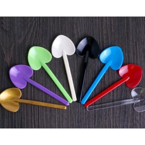 2000pcs/lot Disposable colorful spoon heart-shaped shovel love spoon dessert spoon ice cream spoon wholesale
