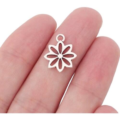 30 x Tibetan Silver Flower Charms Pendants Beads for Bracelet Earring Jewelry Making Findings 18x15mm