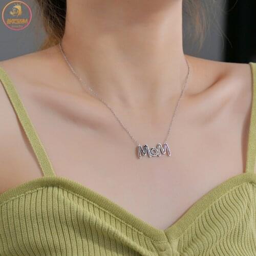 Akizoom Stainless Steel Necklace Chain Mom Necklace Chains Choker Necklaces Steel Colorful Stones Jewelry for Mothers Gift