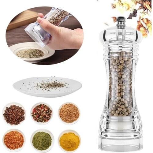 Acrylic Grinder Salt Pepper Mill Grinder Manual Pepper Grinder Salt Spices Mill Shaker Transparent Grinding Kitchen Gadgets