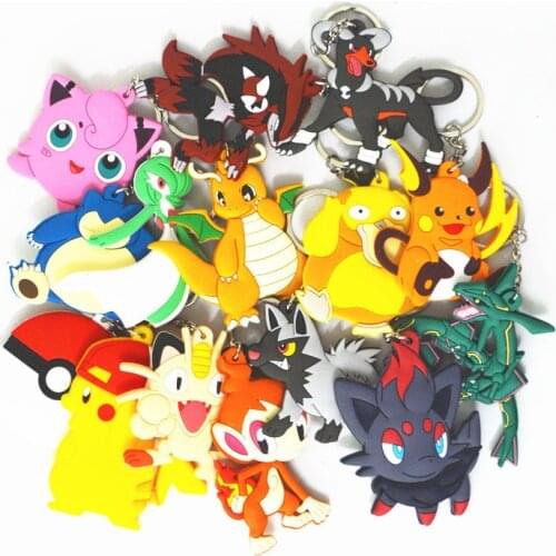 Pokemon Pikachu Keychain Cartoon Anime Character Cute Style Boy Girl School Bag Key Chain Keychain Accessories Birthday Gift