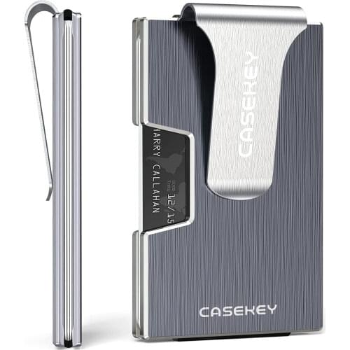 Casekey RFID Metal Carbon Fiber Bank Credit Card Holder Aluminum Slim RFID Metal Wallet Money Purse Card Clip for Men