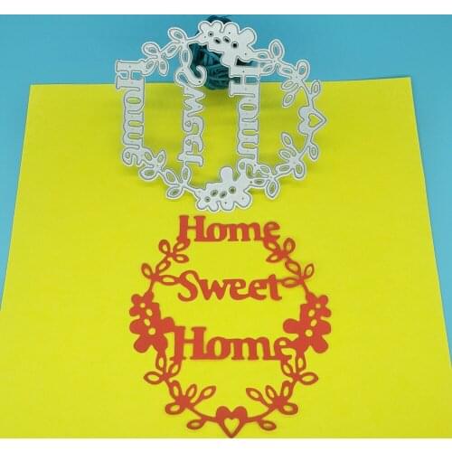 Flower basket lace metal cutting mold with Home Sweet phrase Scrapbook photo album decoration DIY handmade art