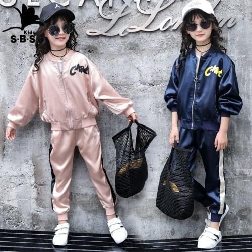 Childrens Wear 2020 New Arrival Spring Autumn Girls Baseball Uniform Sports Suits Big Childrens Leisure Two-piece Sport Suit