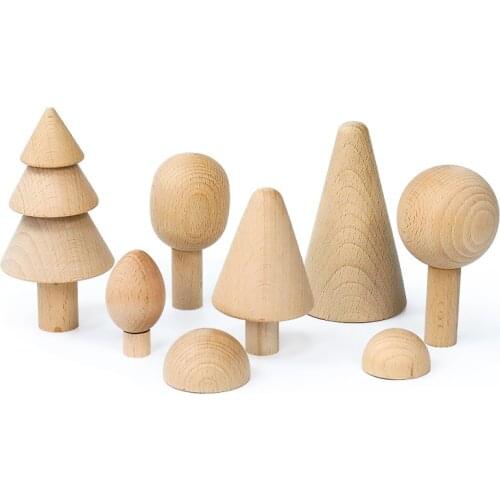 Children Wooden Montessori Educational Toys Watercolor Forest Trees Baby Rainbow Building Blocks Assembled Toys for Kids