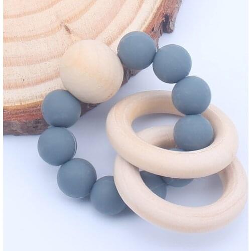 Baby Pacifier clips Nursing Bracelets Silicone Teether Teething Wood Rattles Toys Baby Teether Bracelets Nursing Toys Gift