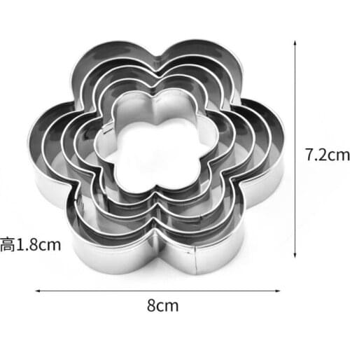 5 pcs/Set Flower Shape Cookie Cutter Stamp Sugarcraf Decoration Cake Tools Biscuit Mold Christmas Cutter Fondant Decorating Tool