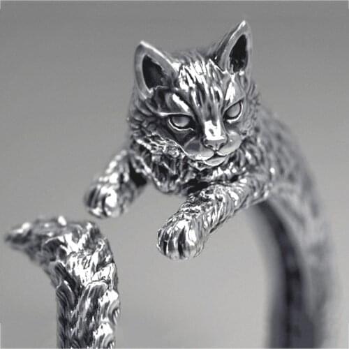 Retro Hot Sale Cat Open Copper Womens Ring Dark Style Alloy For Anniversary Party Adjustable Animal Ring Jewelry 2020 Jewelry
