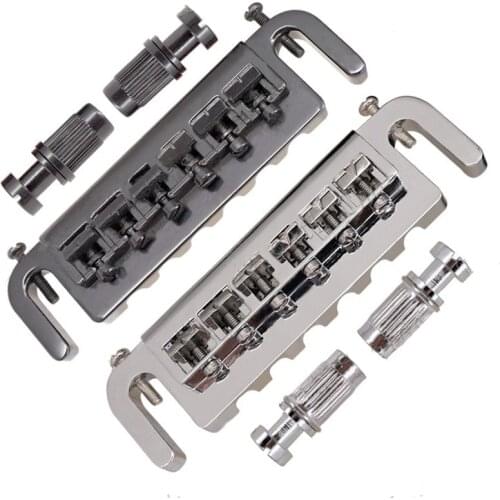 QHX A Set Wraparound Adjustable 6 Saddle Bridge Tailpiece for Electric guitar accessories parts Chrome and Black for choose