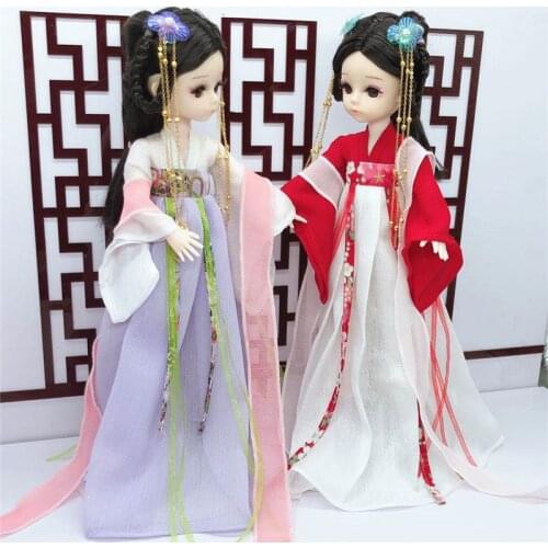 28cm Bjd Doll 4D Simulation Eyelashes Multi-Joint Movable Chinese Style Girl Costume Clothes Doll Dress Up Childrens Toy Gift
