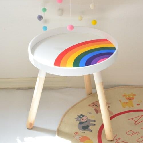 Cartoon End Table Children Furniture Kids Room Toy Table Mini End Table for Nursery Room Decoration Rainbow Table