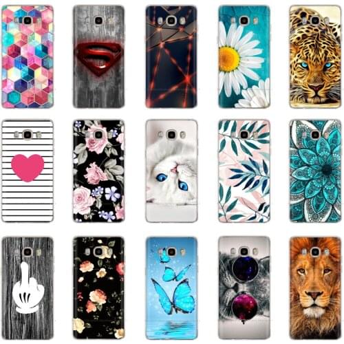 Soft TPU Silicone Case For Samsung Galaxy J5 2016 Case J510 J510F Cover For Samsung J5 2016 Phone Case Shell Cat Flower Painting