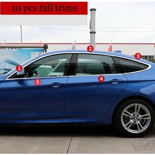 Stainless steel car window trims for bmw 320gt 328gt 330gt 335gt 340gt 2013 2014 2015 2016 2017 2018 f34