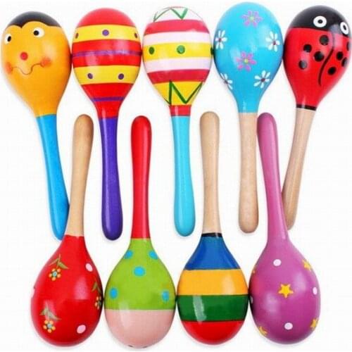 New High Quality Wooden Maraca Wood Rattles Kid Musical Party Favor Child Baby Shaker Toy