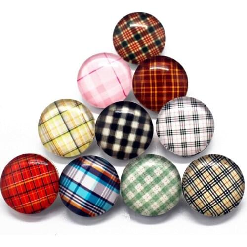 Wholesale 10pcs/lot grid cloth Snap Button pretty Glass Snap Buttons Fit bangle 18mm DIY Snap Bracelet Jewelry