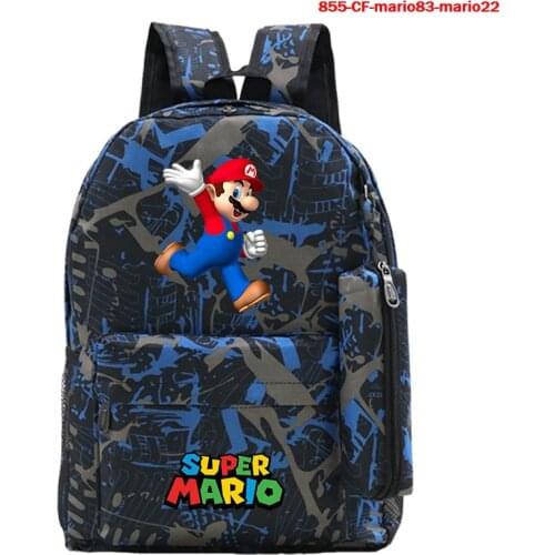 Genuine Super Mario Childrens Backpack Set with Pencil Case Mario Luigi Cartoon Print High Capacity School Bag Laptop Backpack