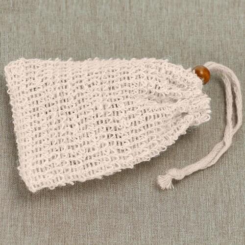 1Pcs Wooden Bead Sisal Exfoliating Bath Towel Hanging Soap Saver Bags Holder Soap Storage Pouch Bathroom Supplies putting small