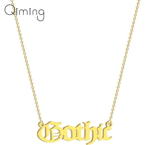 Gold Chains Old English Gothic Necklace For Women Statement Vintage Jewelry New Alphabet Initial Pendants Necklace Gift
