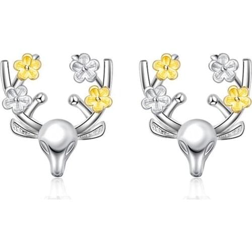 Antler Earrings Fashion Jewelry Sika Deer Stud Earrings For Women Bridesmaid Gift Dropshipping Pendientes Crystal Bijoux Femme