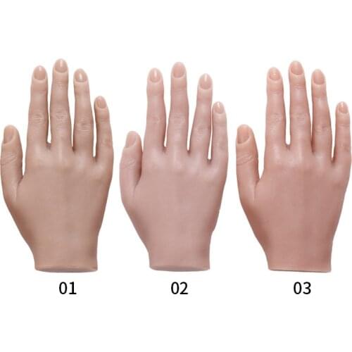 High Simulation Silicone Hand Model For Nail Art Practice 3D Mannequin With Flexible Finger Adjustment Display with nail tips