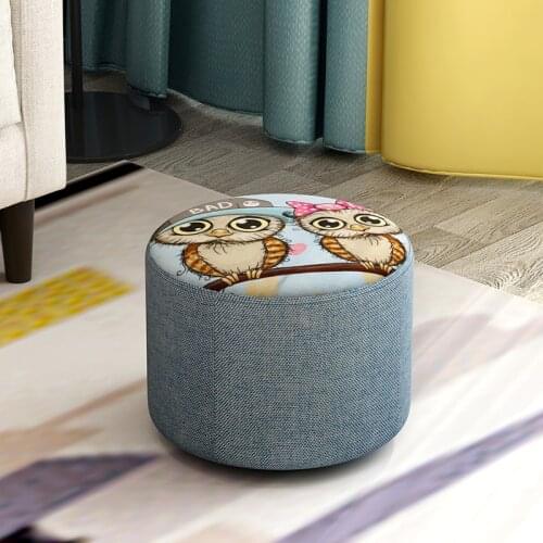 Nordic Household Small Stool Bench Fashion Creative Low Sofa Stool Fabric Round Small Chair Shoe Changing Small Wooden Stool